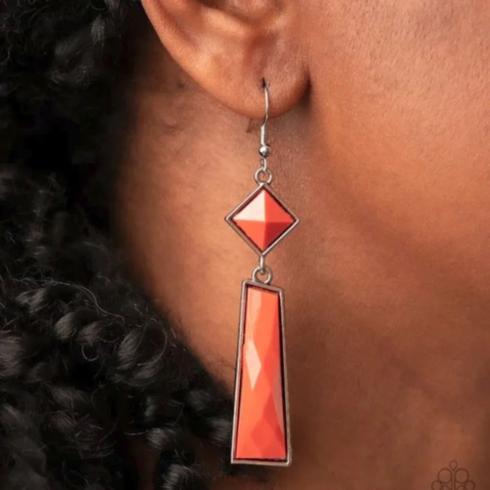 ​Paparazzi Jewelry Accessories - Hollywood Harmony - Orange Earrings - Vintage
